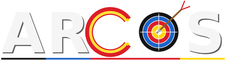 ARCOS, logo del sistema: la scritta ARCOS con la O disegnata come un bersaglio colpito da una freccia.